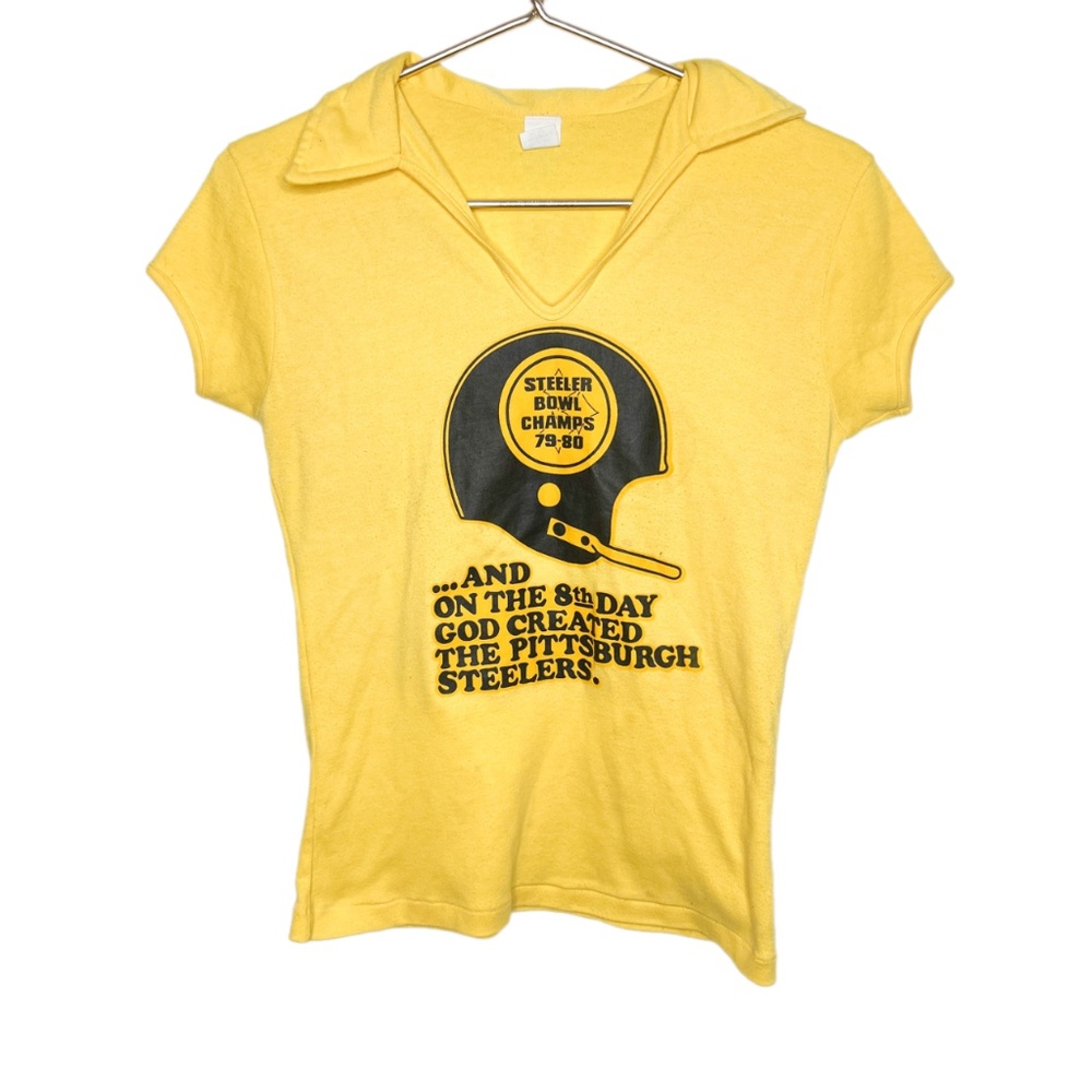Vintage 70s 80s Steelers V Neck Cap Sleeve Tee Shirt